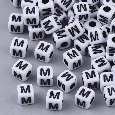 White Opaque Acrylic Beads X-MACR-R869-02M-1