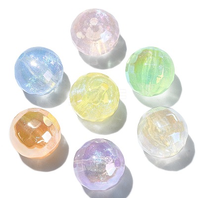 30Pcs Rainbow Iridescent Plating Acrylic Beads TACR-CJ0001-52-1