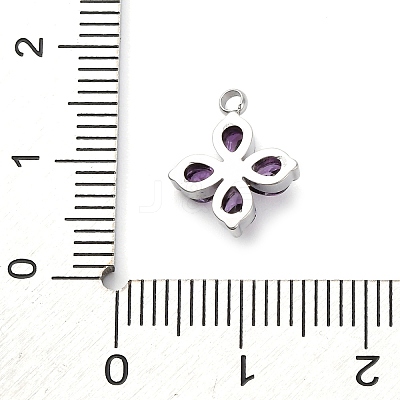 304 Stainless Steel Micro Pave Cubic Zirconia Pendants STAS-U042-06P-02-1