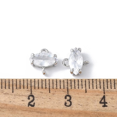 Brass Pave Cubic Zirconia Connector Charms KK-F892-53P-12-1