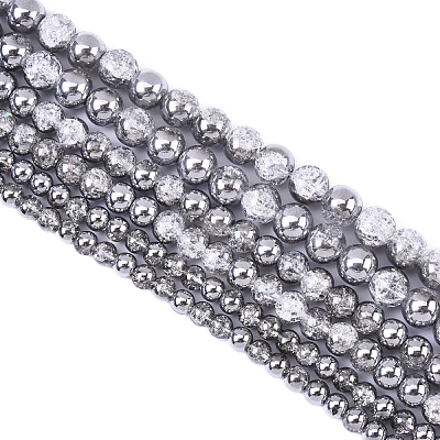 3 Strands 3 Styles Electroplated Crackle Glass Beads Strands EGLA-YW0005-12B-1
