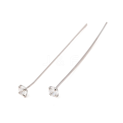 Brass Micro Pave Cubic Zirconia Stud Earring Findings CU-CBA4618-01P-01-1