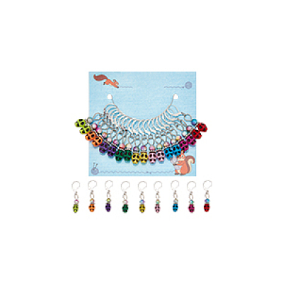 18Pcs 9 Colors Halloween Skull Plastic Pendant Stitch Markers HJEW-NB00004-1