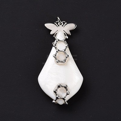 Natural White Shell Pendants SSHEL-C009-01P-1