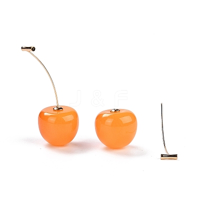 Lifelike Cherry Resin Dangle Stud Earrings LS-EJEW-F274-01A-1
