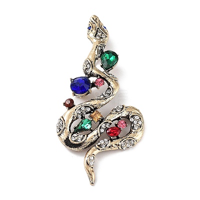 Tibetan Style Alloy Pave Colorful Rhinestone Brooch JEWB-M035-11AG-1