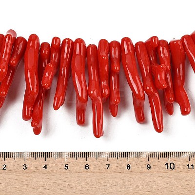 Opaque Acrylic Imitation Coral Beads Strands X-SACR-P033-01A-06-1