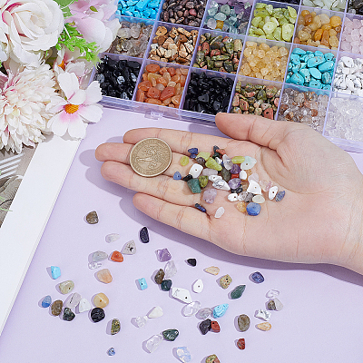 24 Styles Natural & Synthetic Mixed Gemstone Chip Beads G-PA0001-98-1