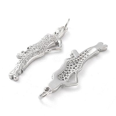 Rack Plating Brass Micro Pave Clear Cubic Zirconia Pendants KK-M280-03P-1