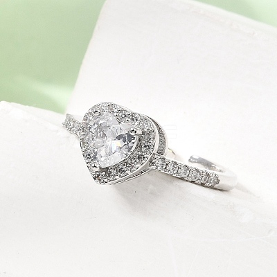 Adjustable Brass Micro Pave Cubic Zirconia Cuff Open Rings CU-CBABA66-04P-1