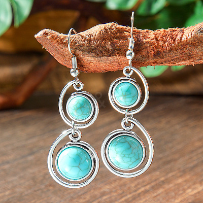 Bohemian Style Alloy Acrylic Dangle Earrings WG0B115-08-1