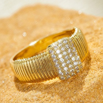 Brass Micro Pave Clear Cubic Zirconia Finger Rings FS-WGEE21A-03-1