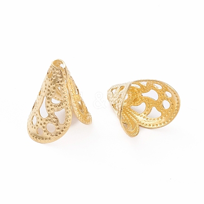 Brass Filigree Bead Cones X-KK-K241-23G-1