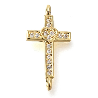 Brass Pave Clear Cubic Zirconia Connector Charms KK-M101-02F-G02-1