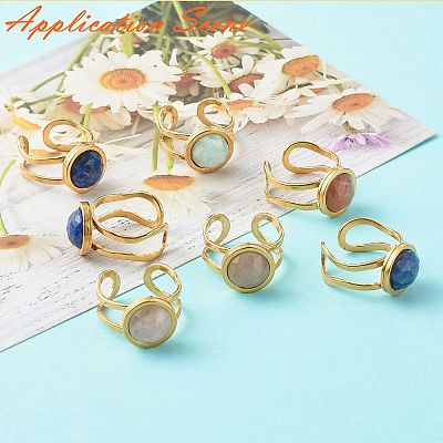 201 Stainless Steel Cuff Ring Findings STAS-S080-040A-G-1