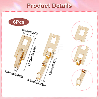 6Pcs Brass Fold Over Clasps KK-SC0005-46-1