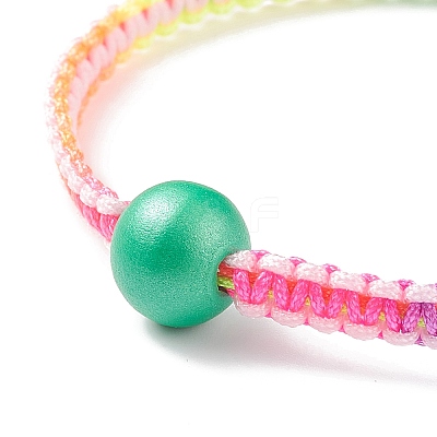 5Pcs 5Pcs Natural Wood Round Braided Bead Bracelets Set BJEW-JB08807-1