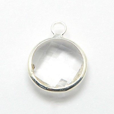 Silver Color Plated Brass Glass Pendants GLAA-J018A-S-1