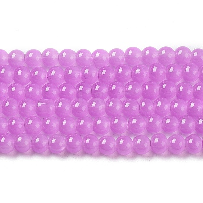 Baking Paint Imitation Jade Glass Round Bead Strands X-DGLA-Q021-4mm-44-1