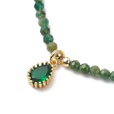 Cubic Zirconia Teardrop Pendant Necklace with Natural Gemstone Beaded Chains for Women NJEW-JN04121-1