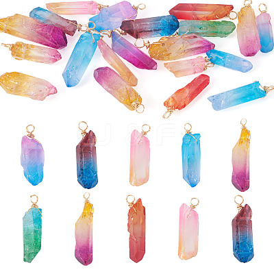 20Pcs Natural Dyed Quartz Pendants PALLOY-TAC0246-1