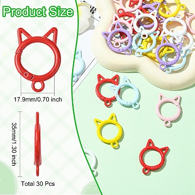 30Pcs 6 Colors Zinc Alloy Spring Gate Rings KEYC-CJ0001-17-1