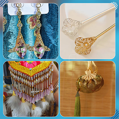 Brass Filigree Bead Caps KK-PH0034-61-1