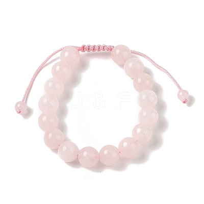 10mm Round Dyed Natural Rose Quartz Braided Bead Bracelets BJEW-C067-01C-20-1