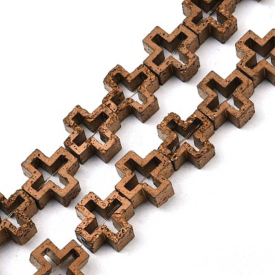 Electroplated Natural Lava Rock Beads Strands G-K388-02J-1