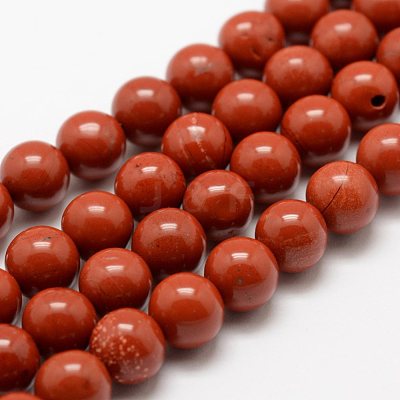 Natural Red Jasper Beads Strands X-G-E375-8mm-02-1