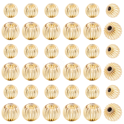 100Pcs 2 Styles Brass Grooved Beads KK-BBC0028-38-1