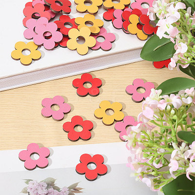 108Pcs Dyed Wooden Decotations AJEW-FH0007-95-1
