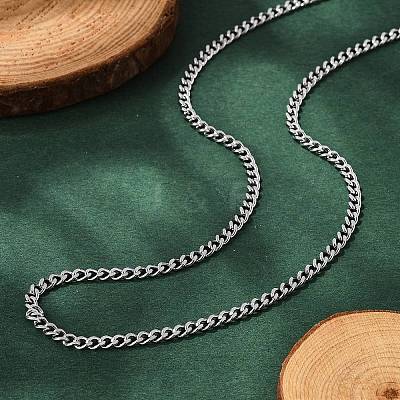 Non-Tarnish 304 Stainless Steel Curb Chain Necklaces X-NJEW-H492-01P-1