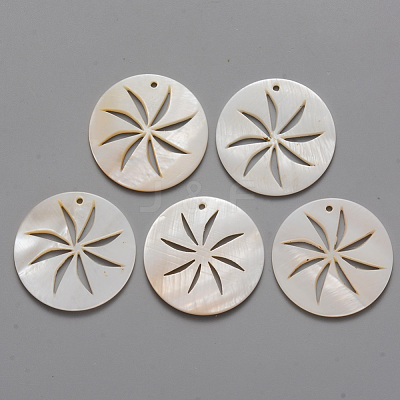 Natural Freshwater Shell Pendants X-SHEL-R021-05-1