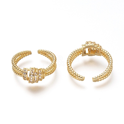 Brass Micro Pave Clear Cubic Zirconia Cuff Rings LS-RJEW-P018-10G-1