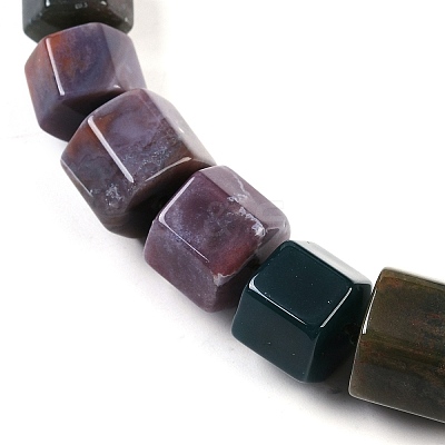 Natural Indian Agate Hexagon Prism Graduated Beaded Necklaces for Women Men NJEW-K388-03T-1
