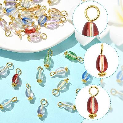 20Pcs 4 Colors Baking Paint Transparent Glass Pendants PALLOY-FS00074-1