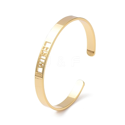 Rack Plating Brass Open Cuff Bangles for Women BJEW-M303-02C-G-1
