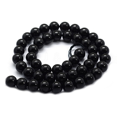 Natural Black Tourmaline Beads Strands G-G763-01-10mm-AB-1