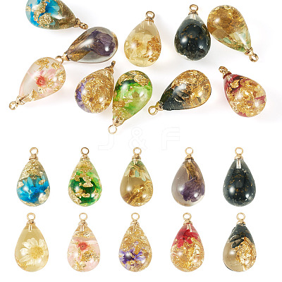 10Pcs 10 Colors Transparent Resin Pendants RESI-TA0004-84-1