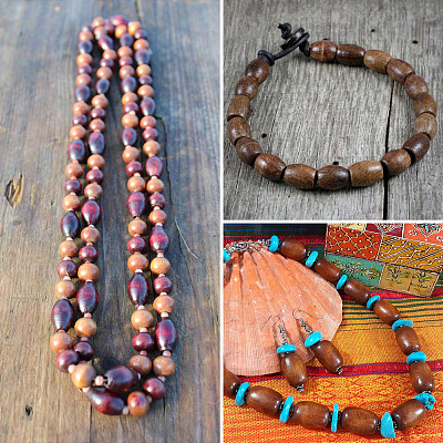 Dyed Barrel Natural Wood Beads WOOD-CD0001-11-1