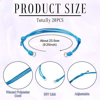 20Pcs Adjustable Korean Waxed Polyester Cord Bracelet Making BJEW-TAC0051-10-1