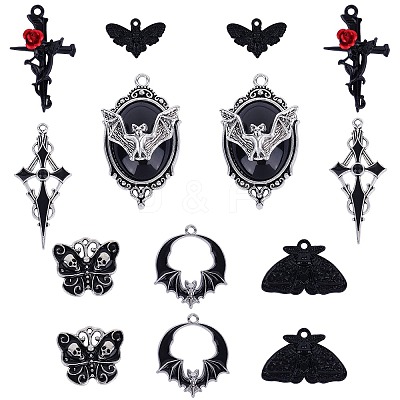 14Pcs 7 Style Tibetan Style Alloy Pendants FIND-SZ0003-53-1