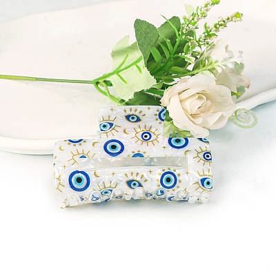 Rectangle with Evil Eye PVC Claw Hair Clips PW-WG515C0-01-1