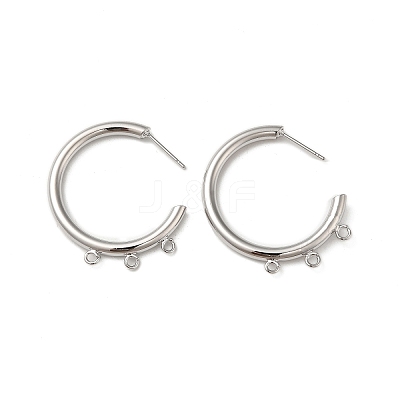 Ring Brass Stud Earring Findings KK-C042-08P-1