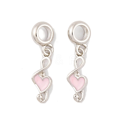 Rack Plating Alloy Pink Enamel European Dangle Charms FIND-C055-14P-1