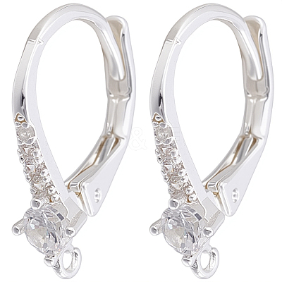 10Pcs Brass Cubic Zirconia Leverback Earring Findings KK-BBC0024-29-1