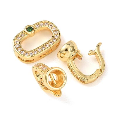 Brass Micro Pave Cubic Zirconia Fold Over Clasps KK-D259-07G-1