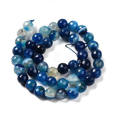 Natural Striped Agate/Banded Agate Beads Strands G-A246-8mm-07-1