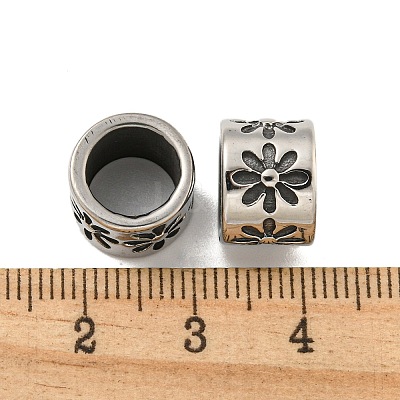 316 Surgical Stainless Steel Large Hole Beads Hand Polished STAS-Q326-09AS-05-1